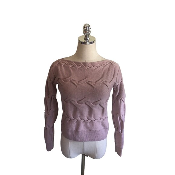 Babaton Sweater Women's Size Small Pink Braided Look 100% Merino Wool - Picture 1 of 9